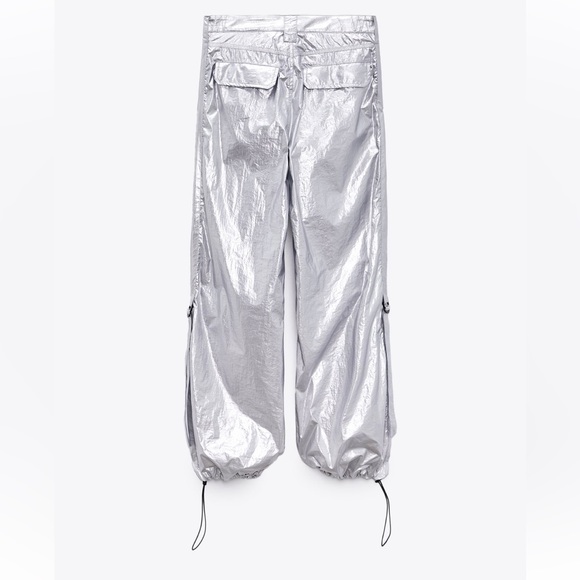 ZARA SHINY CARGO PANTS SZ LARGE 2217/105/121/14 - Picture 5 of 5